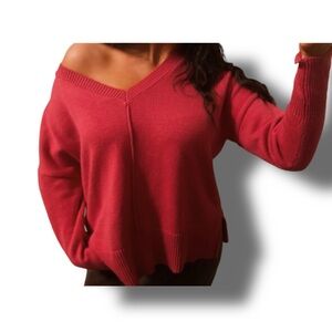 pink v neck sweater
